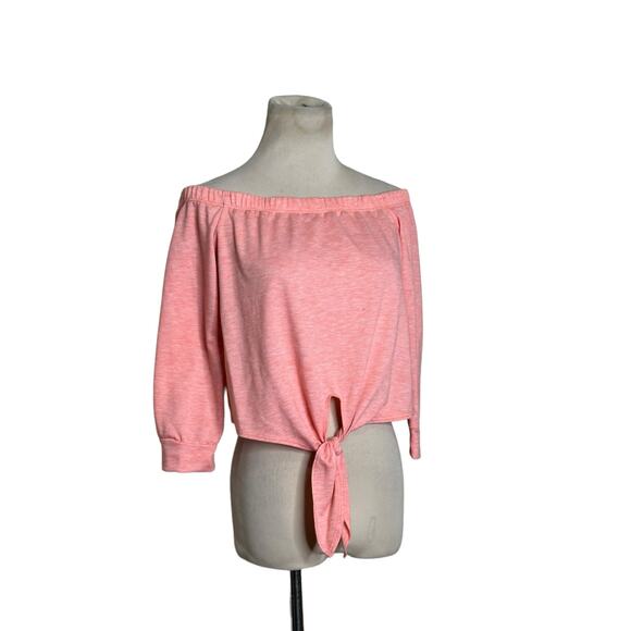 Vernacular pink 3/4 sleeves off shoulder crop top size Large - Picture 7 of 10